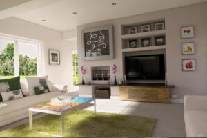 3d architectural illustration showing an internal room within a property development