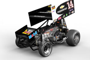 3d illustration of a World of Outlaws racing car