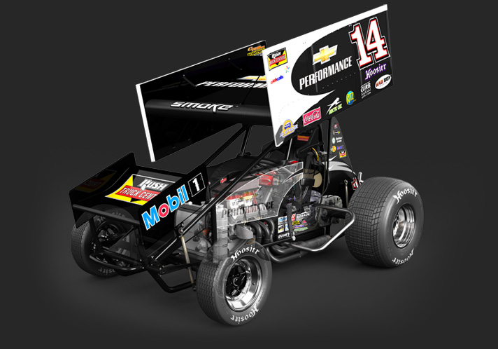 3d illustration of a world of outlaws motorsport car